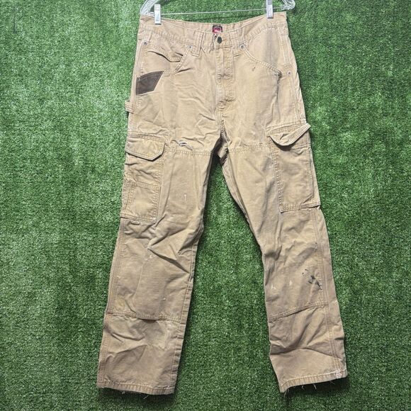 Wrangler Distressed Tan Khaki Cargo Pants Casual/Workwear Men’s Size 32x29 - Picture 1 of 12